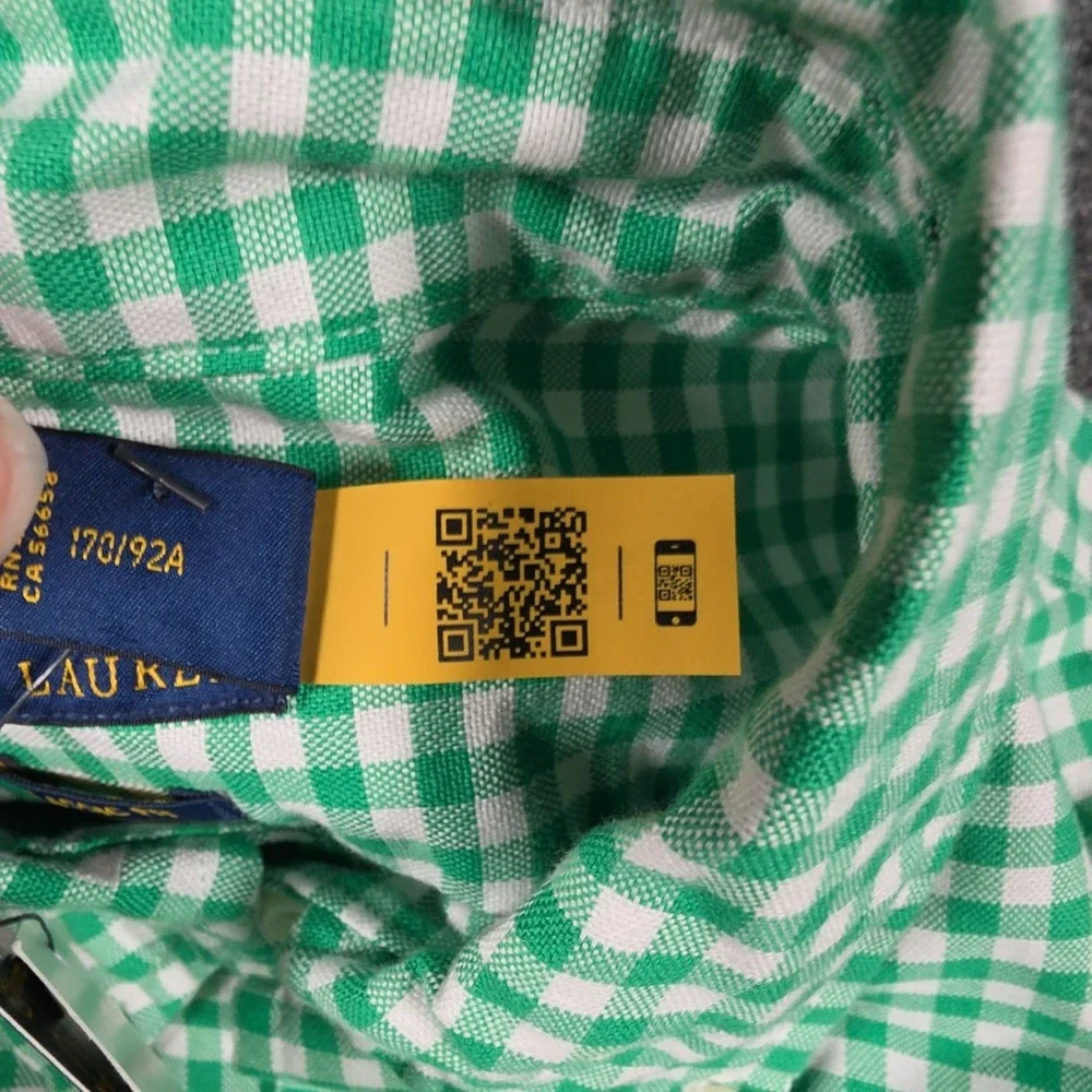 NWT Polo Ralph Lauren Oxford Shirt Mens Small Green Gingham Flesh Pony OCBD
